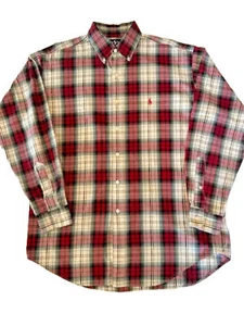 Ralph Lauren Mens Size M Blake Plaid Button Down Blue Label Red Pony Holiday - Picture 1 of 8