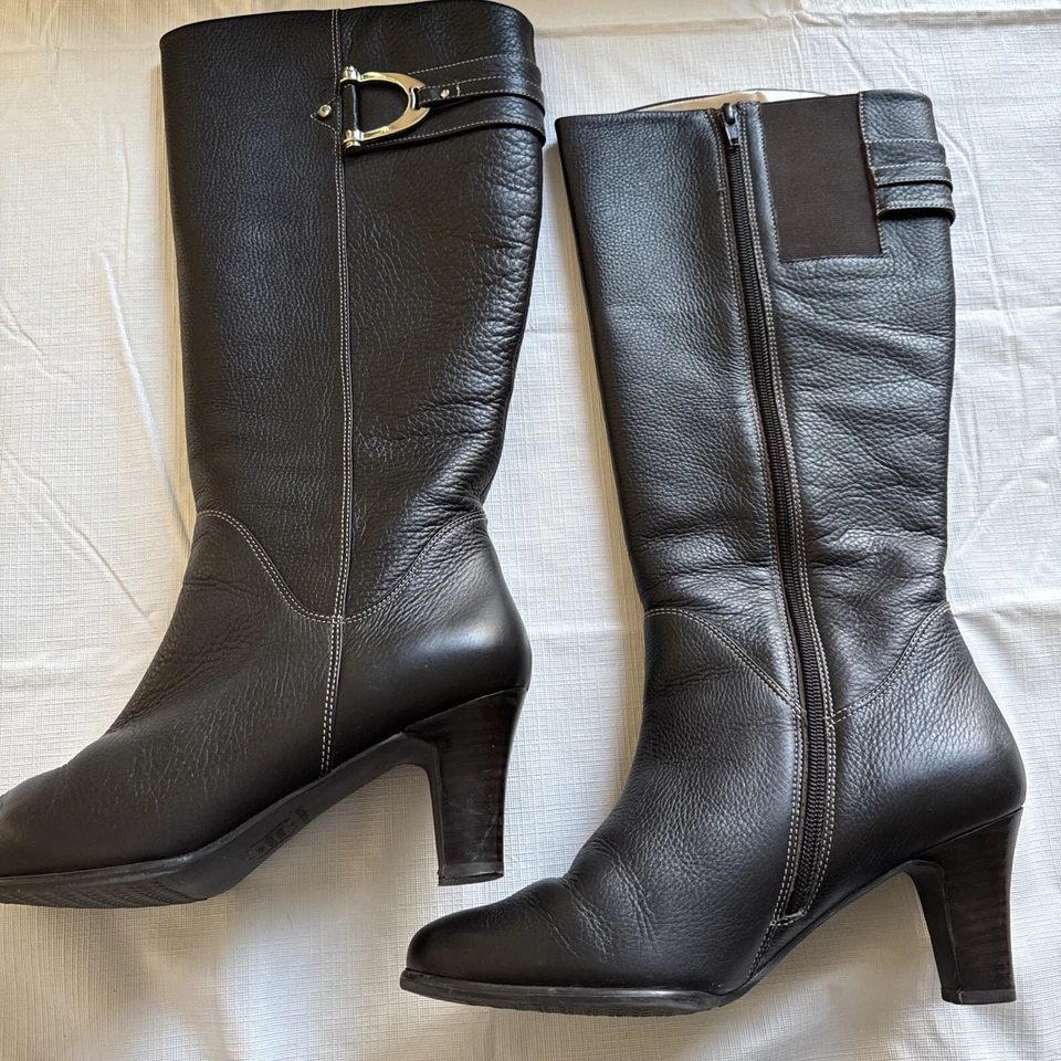 Ros Hommerson Botas Sassy Negro Softie 9WW Ancho Pantorrilla Negro Guijarro Tacón Pila Foto 1 de 4