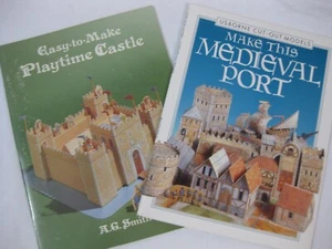 Vintage 2 PB book lot 3s paper Castle models Medieval Port, Playtime Castle VG - Imagen 1 de 5