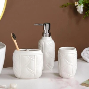 Ceramic Bathroom Accessories Set of 3 - Dispenser, Toothbrush Holder, Tumbler - Picture 1 of 6
