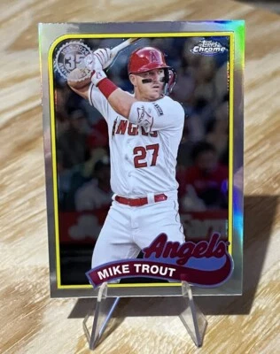 Mike Trout 2024 Topps Chrome RETRO 1989 Throwback Silver Holo Insert LA Angels - Image 1 of 4