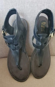 BOC Born Concept Sandals Women's 9M Thong Vegan T-Strap Flats Black - Picture 1 of 6