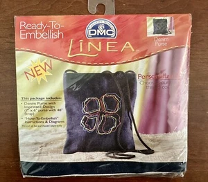 DMC Linea DENIM HANDTASCHE Stickset Blumendesign blau 7"x6" - Bild 1 von 2