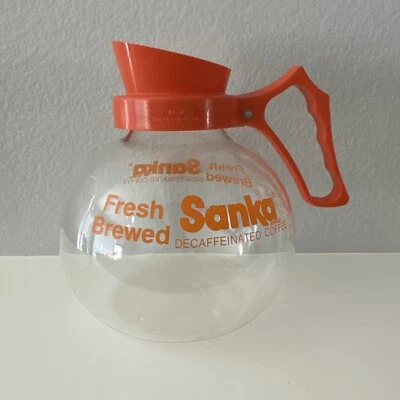 Винтажный совершенно свежезаваренный стеклянный кофейник Sanka без кофеина - Изображение 1 из 4