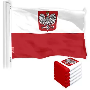 NEW G128 Poland Ensign Flag 5-Pack 3x5 FT, Polish Printed 150D Polyester - Picture 1 of 5