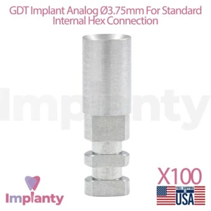 100x Dental Analógico 3.75mm Plataforma Estándar Acero Inoxidable Int Hex 2.42mm - Imagen 1 de 5