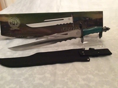 Cuchillo Bowie Horquilla Split Cubiertos Chip Away Hoja de Acero Inoxidable de 20 1/2"  Foto 1 de 4