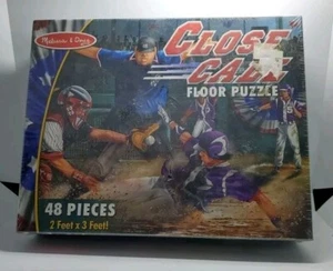 Melissa & Doug Puzzle "Close Call"  Baseball Jumbo Floor Jigsaw 48 Pcs. - Picture 1 of 10