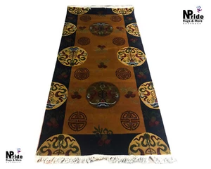 Geniune Tibeta Rug - Carpet - Runner -Gift- Hand woven-90x180cm 3'x6' - Beige - Picture 1 of 5