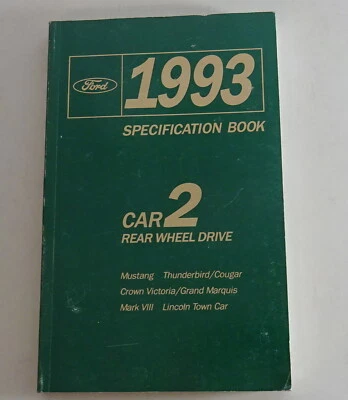 Tablas Ford MUSTANG, Thunderbird/Lincoln Ciudad Car Etc. Año Modelo 1993 - Imagen 1 de 2