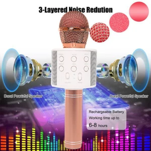Microfono palmare Bluetooth karaoke wireless altoparlante festa lettore KTV microfono regalo - Foto 1 di 9