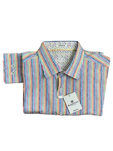 Bugatchi Uomo | Herren Shaped Fit L/S Hemd | Regenbogenstreifen | Large | Neu mit Etikett $ 199 - Bild 1 von 3