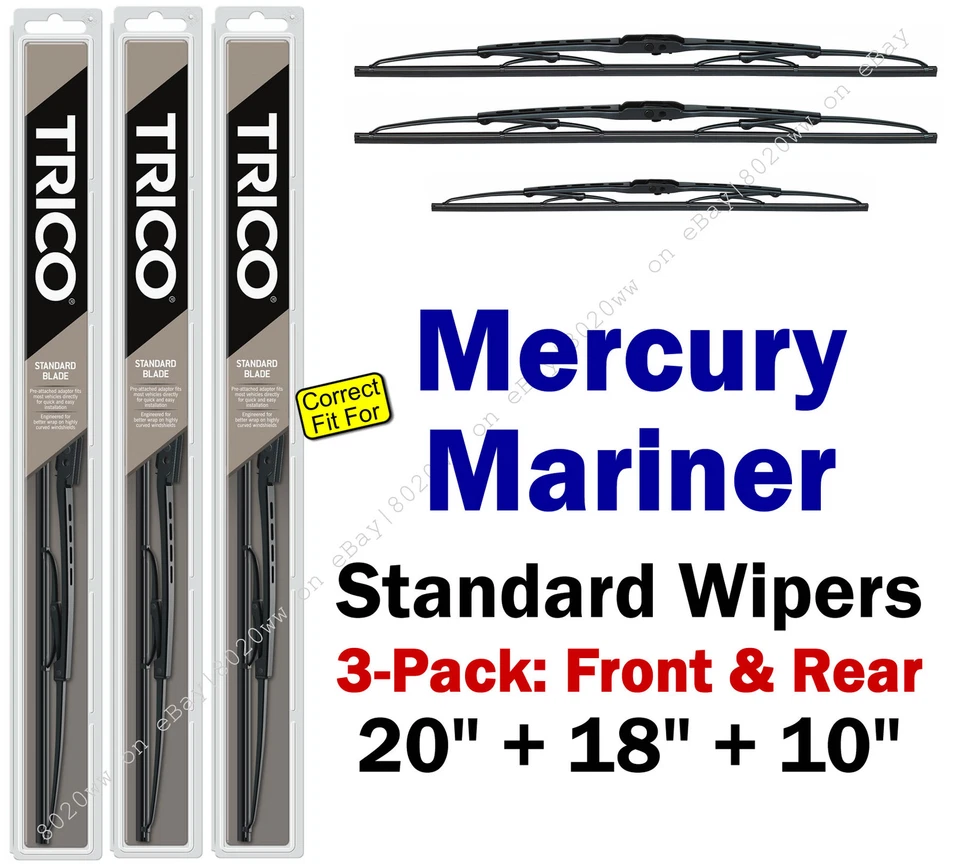 Wiper Blades 3-Pack Front Rear Standard 2005-2007 Mercury Mariner 30200/180/10-1 - Image 1 of 1