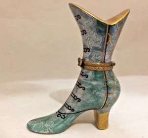 Hermosa Bota de Zapatos Limoges Francia Caja de Baratijas Victoriana para Damas - Imagen 1 de 10