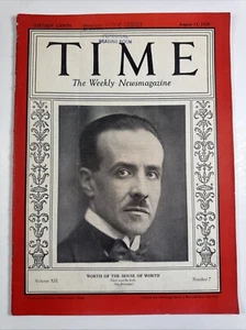 Time Magazine August 13, 1928 Jean-Charles Worth of House of Worth - Imagen 1 de 4