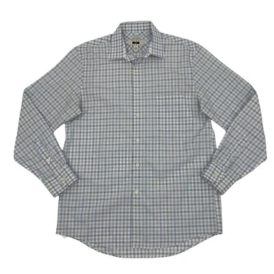 Camisa social Joseph Abboud masculina tamanho 16 cinza xadrez Gingham manga longa algodão - Imagem 1 de 4