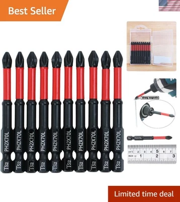 High-Strength 10 Pack Phillips Magnetic Screwdriver Bits - Quick Change 2-3/4" - Image 1 of 4