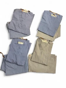 Unisex medizinische Uniform Krankenpflege Peeling Sets, 5 Taschen, V-Ausschnitt Hosen und Tops M - Bild 1 von 3