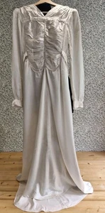 VESTIDO BODA SATINADO LÍQUIDO ANTIGUO AÑOS 30 ORIGINAL VINTAGE - Imagen 1 de 9
