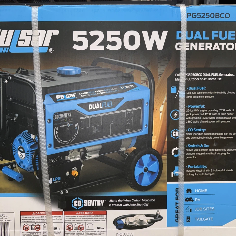 Pulsar PG5250BCO 5250W Dual Fuel Portable Generator 224cc Propane or Gas - Image 1 of 1