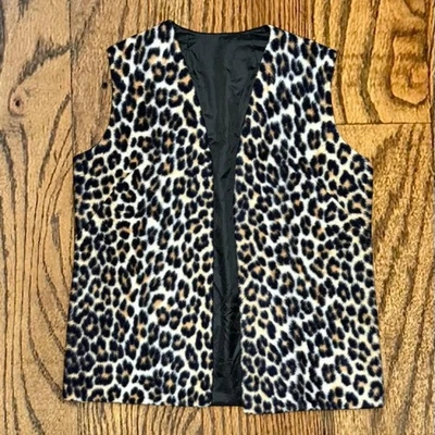 Vintage Faux Fur Leopard Print Vest - Image 1 of 4