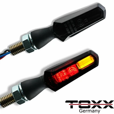 ToXx LED 3in1 Miniblinker Motorrad Rücklicht Bremslicht Blinker schwarz getönt - Bild 1 von 4