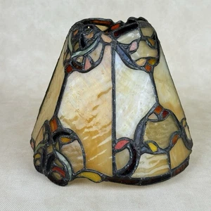 Vintage Stained Glass Lamp Shade - Tiffany Style Art Deco 7" x 6" - Picture 1 of 11