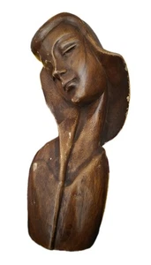 Handgeschnitzte Holz Madonna Büste Jungfrau Maria Modernist Religiös Skulptur Statue - Bild 1 von 11