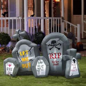 6.6 Ft Halloween Inflatables Tombstone Combo Blow up Spooky Gravestone Holiday L - Picture 1 of 7