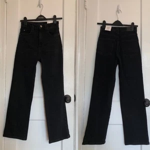 NEW Zara Black Acid Wash Vintage Slim High Rise Jeans Size 4 - Picture 1 of 7