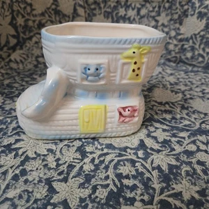 Vintage Rubens Japan Ceramic Baby Bootie Planter Animals Baby Lamb Blue Pink  - Picture 1 of 6