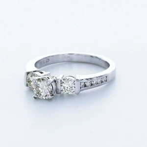 ANILLO DE COMPROMISO VINTAGE ORO BLANCO 14K REDONDO D/VVS2 DIAMANTE CREADO EN LABORATORIO 1,2 QUILATES - Imagen 1 de 3