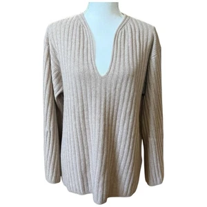 J.Crew 100% Cashmere Ribbed Tunic Heather Stone Beige Size M - Picture 1 of 6