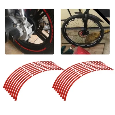 Red 16pcs Bike Motorcycle 16-18inch Reflective Wheel Strip Stickers Decor - Image 1 of 4