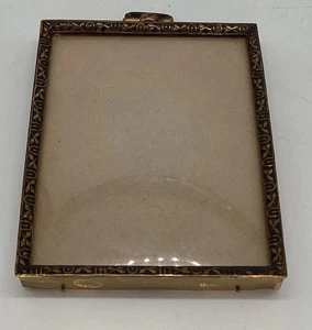 Vintage MCM rechteckiger BLASE GLAS GOLD METALL FOTORAHMEN 4" x 3" Staffelei - Bild 1 von 13