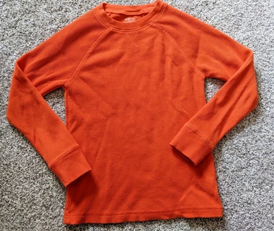 Children's Place Boys Waffle Knit Thermal Long Sleeve Shirt Orange Size M 7/8 - Image 1 of 4