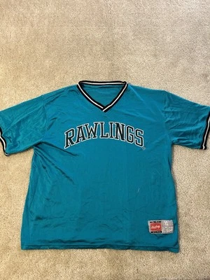 Camisa Jersey Rawlings De Colección Para Hombre XL Azul Logotipo Deletreado Pullover Foto 1 de 4