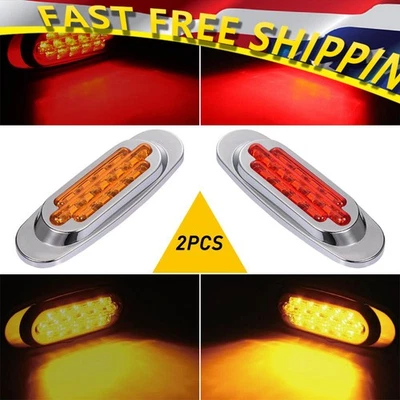 16LED Side Marker Amber Red Lights For MACK Peterbilt International Freightliner - Image 1 of 4
