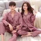 Couple Men Women Silk Satin Pajamas Sets Long Sleeve Pyjamas Sleepwear Nightwear