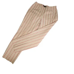 Piazza Sempione Pants Womens 44 8 Beige Stretch Brocade Floral Stripes Ankle - Picture 1 of 14