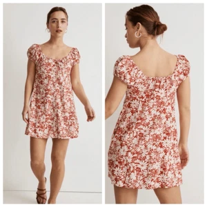 Madewell Dress Womens Size 14 Margie Abstract Floral Mini Boho Linen Blend New - Picture 1 of 15