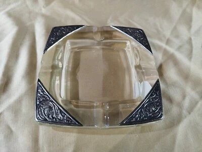 ARGENTO 925 E CRISTALLO POSACENERE CENERIERA ANGOLI TUTTI IN ARGENTO  - Immagine 1 di 4