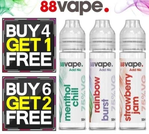 88 Vape E Liquid Juice 50ml Vape Refill 75VG/25PG Nicotine Free Shortfill 0mg - Picture 1 of 66