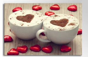 GRANDE QUADRO 36 X 24" UK FATTO A MANO AMORE CIOCCOLATO CAFFÈ TELA ARTE DA PARETE STAMPA - Foto 1 di 1