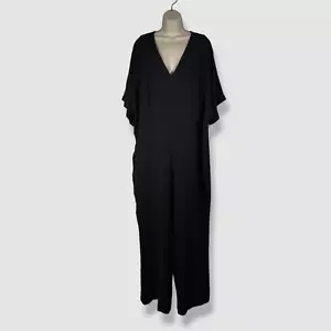 $365 Whitney Morgan Women's Black Crepe V-Neck Wide-Leg Jumpsuit Plus Size 2X - Picture 1 of 3