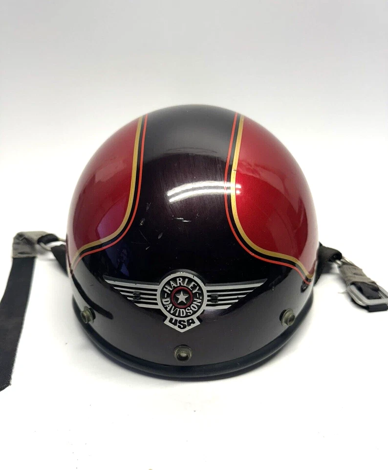 Capacete de motocicleta vintage raro vermelho/marrom Harley Davidson Bell - Imagem 1 de 4
