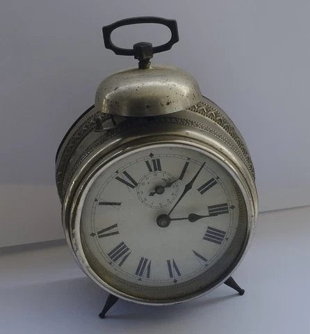 ANTIQUE VINTAGE WIND UP ALARM CLOCK DEPOSE BREVETE REVEIL PERFECTIONNE FRENCH Cover