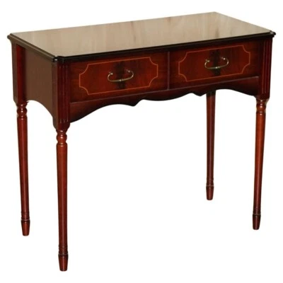 LOVELY SMALL TWO DRAWER SIDE CONSOLE TABLE WITH MAHOGANY STYLE FINISH - Image 1 of 4