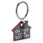 'Our First Home Together' Metal House Shaped Keyring New Home Housewarming Gift
