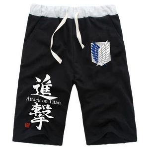 Anime Attack On Titan Cotton Casual Short Pants Elastic Shorts Black Size S-XXL - Picture 1 of 5